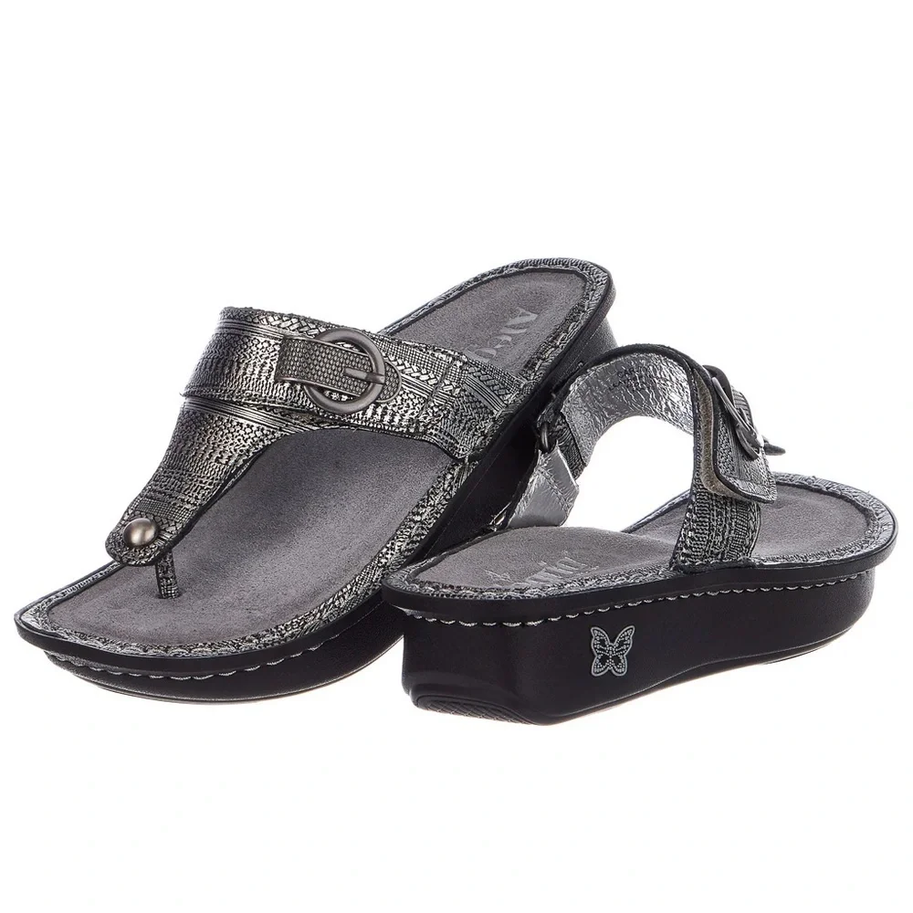 Alegria Carina Wedge Silver Sandal Size EU 39